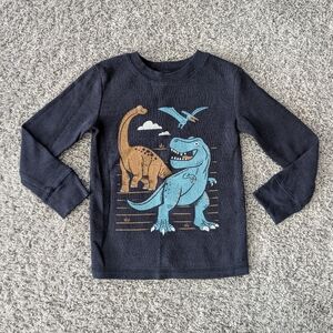 Toddler boys waffle knit dinosaur long sleeve shirt